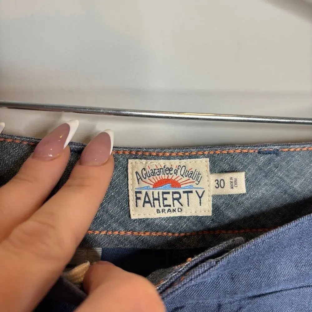 Faherty Tradewinds Linen Shorts 7.5